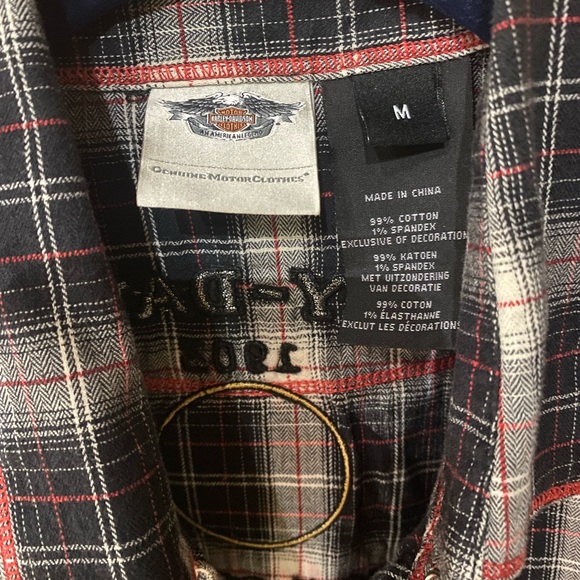 Harley Davidson Plaid Short Sleeve Button-Up Shirt Size Medium - Picture 3 of 4
